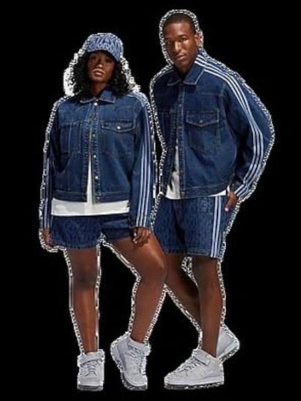 adidas x Ivy Park Unisex Monogram Demin Shorts H61702 #1028